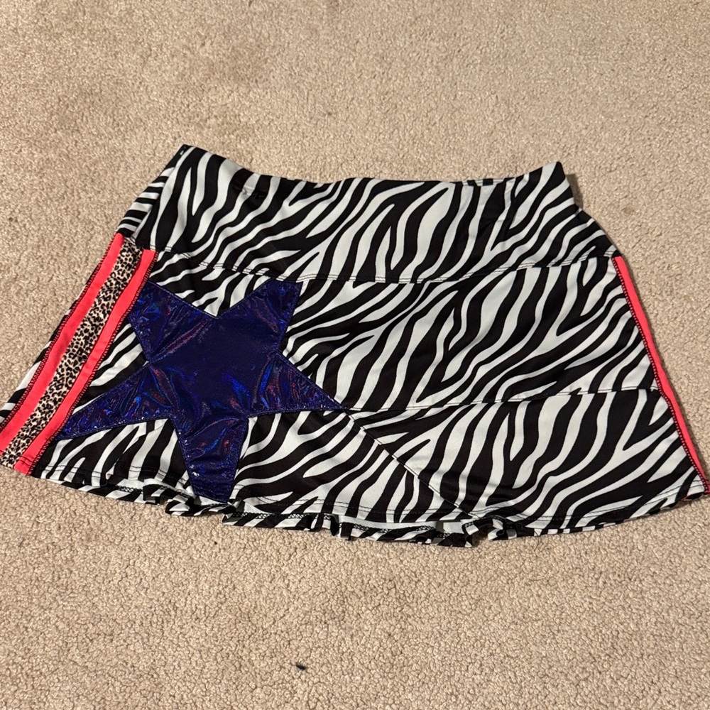 Lucky in Love Zebra Print tennis Skort with Blue and Pink Highlights